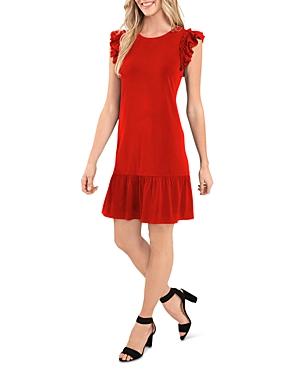 Cece Solid Flutter Sleeve Dress