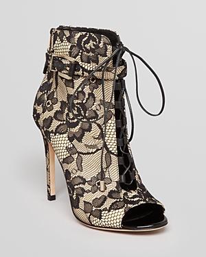 B Brian Atwood Open Toe Lace Up Booties - Linford2 High Heel