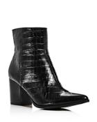 Jaggar Women's Grounded Croc-embossed Leather Booties