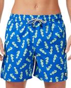 Tom & Teddy Quick Dry Seahorse Print Classic Fit Swim Trunks