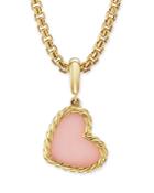 David Yurman 18k Yellow Gold Elements Heart Amulet With Pink Opal