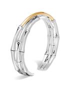 John Hardy Brushed 18k Yellow Gold And Sterling Silver Bamboo Small Flex Cuff