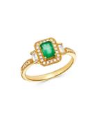Bloomingdale's Emerald & Diamond Milgrain Ring In 14k Yellow Gold - 100% Exclusive