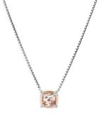 David Yurman Sterling Silver Petite Chatelaine Morganite & Diamond Pendant Necklace With 18k Rose Gold, 18