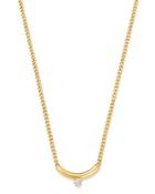 Zoe Chicco 14k Yellow Gold Prong Diamonds Curved Bar Diamond Pendant Necklace, 14-16