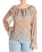 Wayf Plus Elena Floral Print Ruffled Blouse