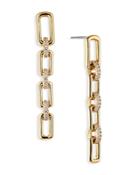 Nadri Golden Hour Cubic Zirconia Bold Link Linear Drop Earrings In 18k Gold Plated