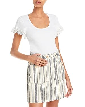 See By Chloe Lace Trim Short Sleeve Top