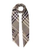 Burberry Horseferry Print Check Wool & Silk Large Square Scarf