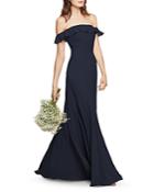 Watters Isabella Off-the-shoulder Georgette Gown