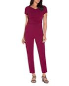 Adrianna Papell Knit Crepe V-neck Jumpsuit
