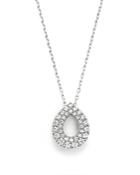 Diamond Teardrop Pendant Necklace In 14k White Gold, .50 Ct. T.w.