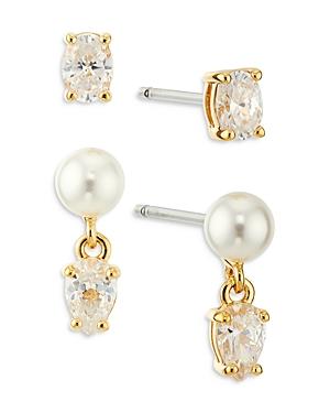 Nadri Boheme Cubic Zirconia & Simulated Pearl Earrings, Set Of 2