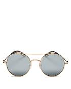 Givenchy Mirrored Brow Bar Round Sunglasses, 53mm