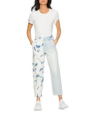 Blue Revival Happy Hour Print Blocked Ankle Jeans In Tie Dye/ultra Light