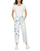 Blue Revival Happy Hour Print Blocked Ankle Jeans In Tie Dye/ultra Light