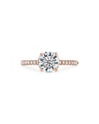 Hayley Paige For Hearts On Fire 18k Rose Gold Sloane Silhouette Solitaire Engagement Ring With Diamonds & Pink Sapphires