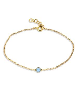 Zoe Lev 14k Yellow Gold Blue Zircon December Birthstone Bracelet
