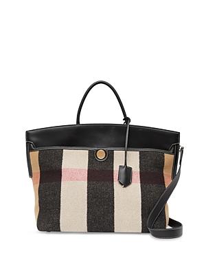 Burberry Check Merino Wool Cashmere Society Top Handle Bag