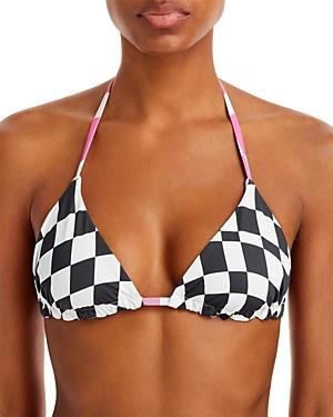 Bloomie's The Iris Reversible Wavy Check Bikini Top