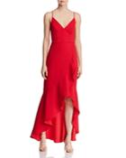 Avery G High/low Ruffled Crepe Gown