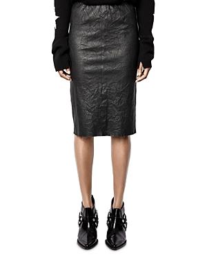 Zadig & Voltaire Jaden Crinkled Leather Pencil Skirt