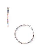 Aqua Multicolor Pave Hoop Earrings In 18k Gold-plated Sterling Silver Or Sterling Silver - 100% Exclusive