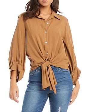 Karen Kane Blouson Sleeve Tie Shirt