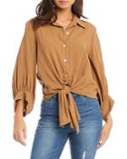 Karen Kane Blouson Sleeve Tie Shirt