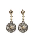 Armenta 18k Yellow Gold And Blackened Sterling Silver Old World Sapphire And Diamond Shield Earrings