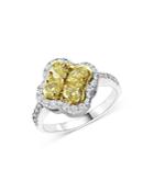 Bloomingdale's Yellow & White Diamond Clover Ring In 14k White Gold, 1.50 Ct. T.w. - 100% Exclusive