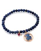 Tous Camille Sodalite Beaded Stretch Bracelet With Dumortierite Bear Doublet, Ruby & Cultured Freshwater Pearl Charms