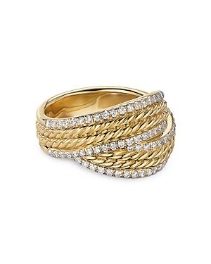 David Yurman 18k Yellow Gold Dy Origami Ring With Diamonds