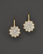 Diamond Cluster Flower Drop Earrings In 14k Yellow Gold, 1.35 Ct. T.w.