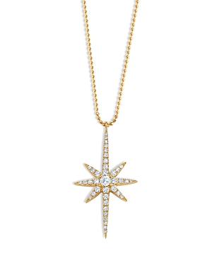 Graziela Gems 14k Yellow Gold Diamond Rose & Round Cut Starburst Pendant Necklace, 18