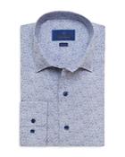 David Donahue Denim Floral Jacquard Fusion Shirt