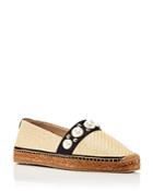 Jimmy Choo Women's Dru Square Toe Stud & Imitation Pearl Embellished Espadrille Flats