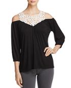 Design History Crochet Yoke Cold Shoulder Top