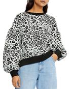 Ted Baker Leopard Print Puff Sleeve Jersey Sweatshirt