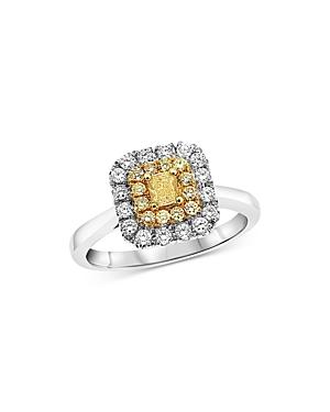 Bloomingdale's Yellow & White Diamond Halo Ring In 18k White & Yellow Gold - 100% Exclusive