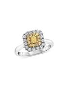 Bloomingdale's Yellow & White Diamond Halo Ring In 18k White & Yellow Gold - 100% Exclusive