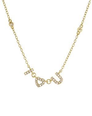 Aqua I Heart U Pave Pendant Necklace, 16 - 100% Exclusive