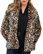 Karen Kane Plus Faux-fur Leopard-print Coat