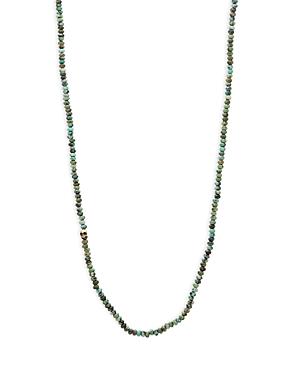 John Varvatos Men's Brass Skull Turquoise Bead Skull Clasp Chain Necklace, 24