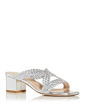 Stuart Weitzman Women's Rosie Woven Block Heel Side Sandals