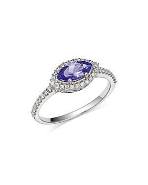 Bloomingdale's Tanzanite & Diamond Marquis Halo Ring In 14k White Gold - 100% Exclusive
