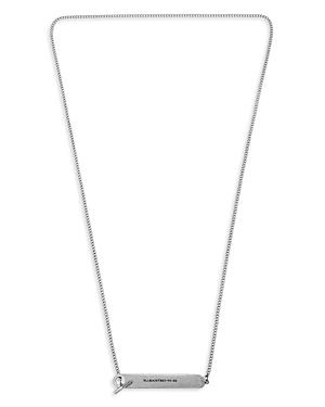 Allsaints Men's Sterling Silver Logo Plate Bar Necklace, 24