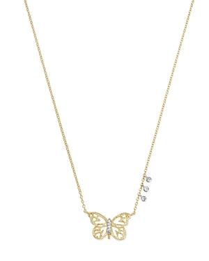 Meira T 14k White & Yellow Gold Butterfly Pendant Necklace, 16