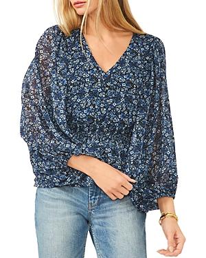 Vince Camuto Floral Smock Waist Blouse