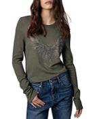 Zadig & Voltaire Miss Crystal Eagle Graphic Cashmere Sweater